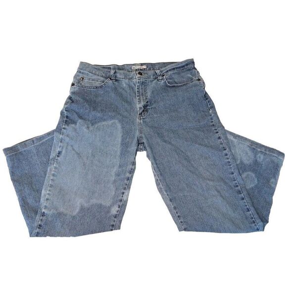 Lee Relaxed Fit At The Waist Women's Size 14 Blue Jeans 34x30 Custom Bleached - Picture 1 of 7